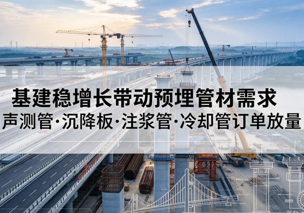 中方基建稳增长带动预埋监测管材需求，声测管、沉降板、注浆管订单持续放量